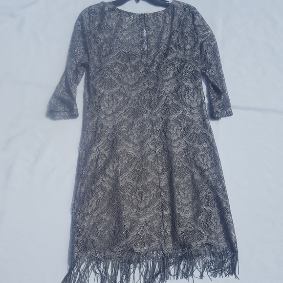 Jackie Jon Mid Dress 14 Gray Metallic Party Dress - Picture 4 of 4